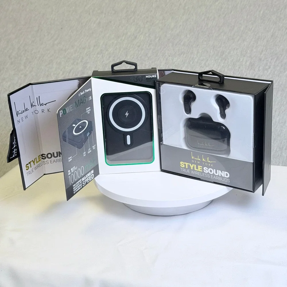 Tech Theory PowerMag Plus 10000mAh & Nicole Miller StyleSound Earbuds Bundle